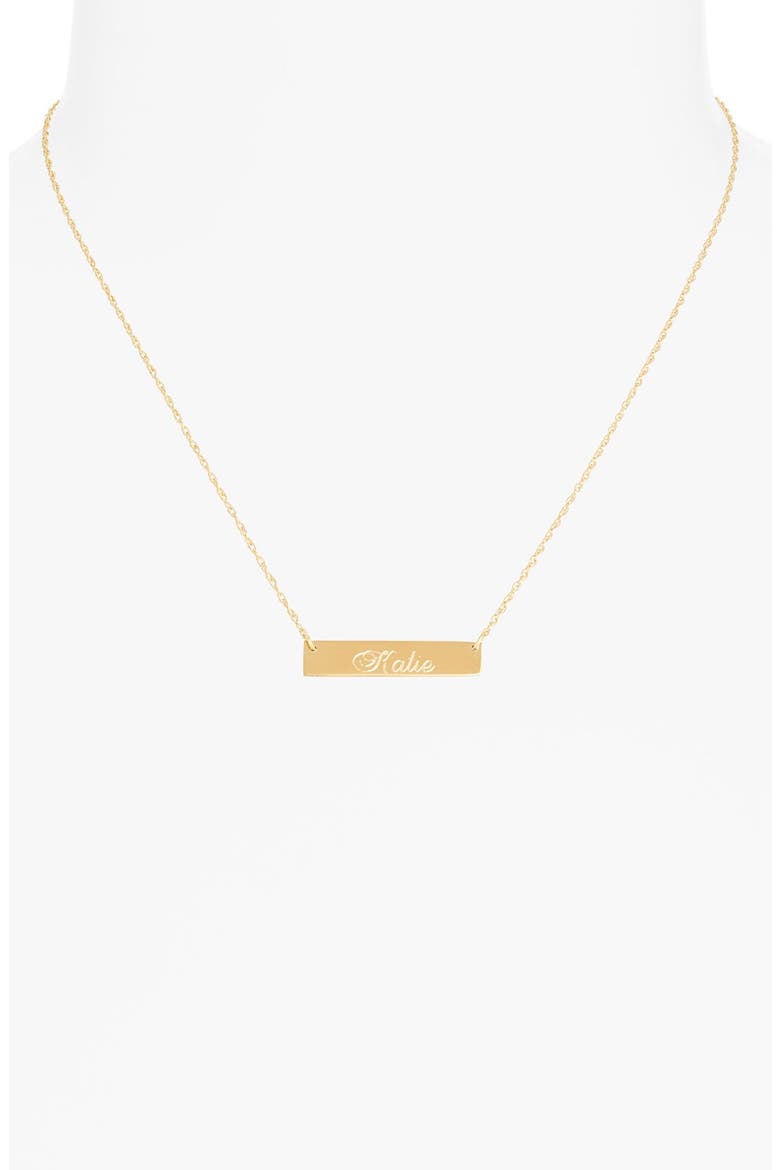 'Script Font' Personalized Bar Pendant Necklace, Alternate, color, GOLD