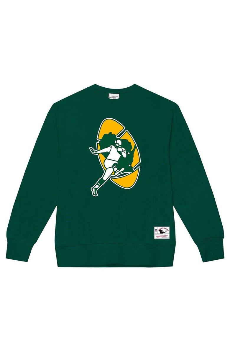 Mitchell & Ness Men's Mitchell & Ness Dark Green Green Bay Packers Basic Fleece Pullover Sweatshirt, Alternate, color, Dark Green