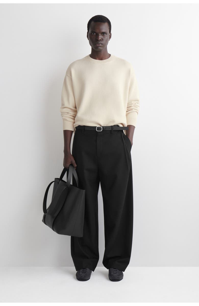 COS Knitted Cotton Crew-Neck Sweater, Alternate, color, Cream