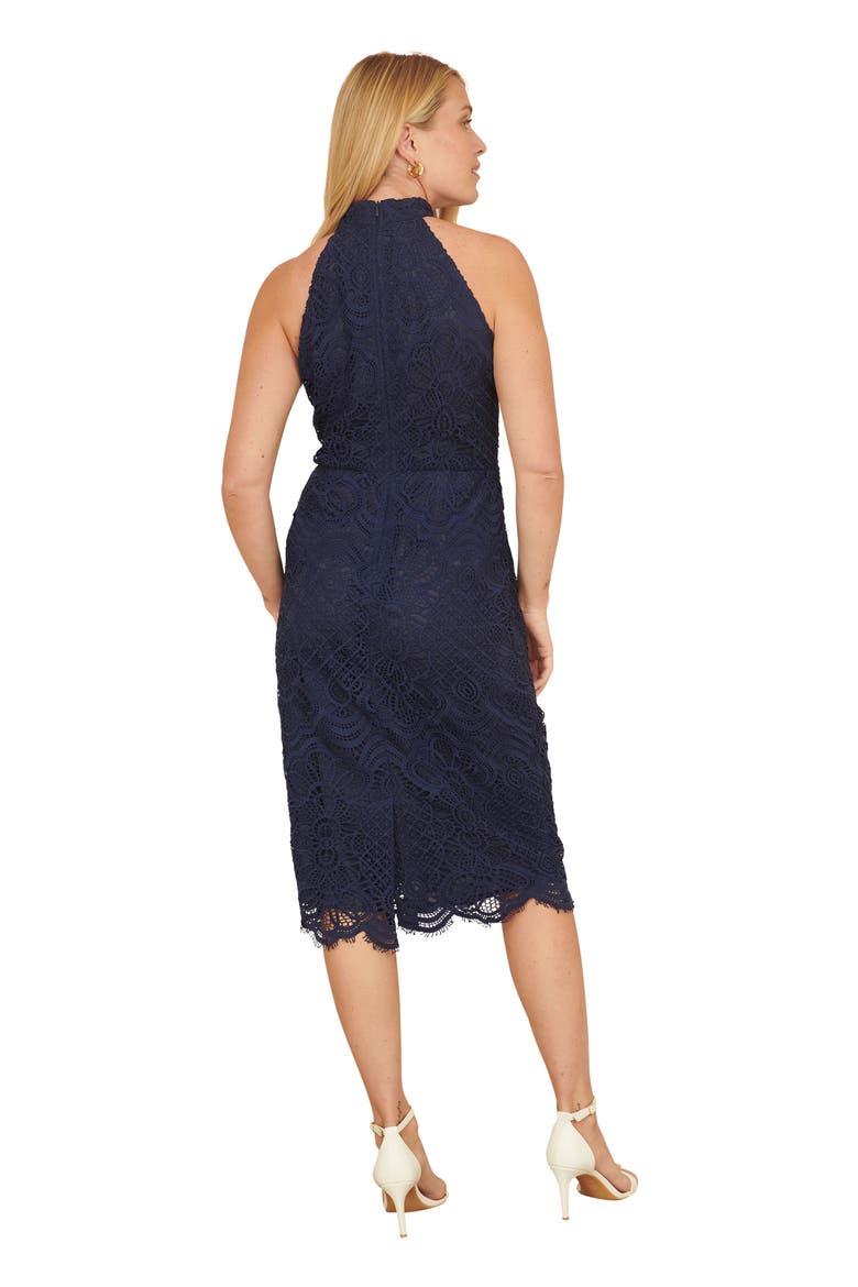 Lace Halter Neck Dress, Alternate, color, Navy