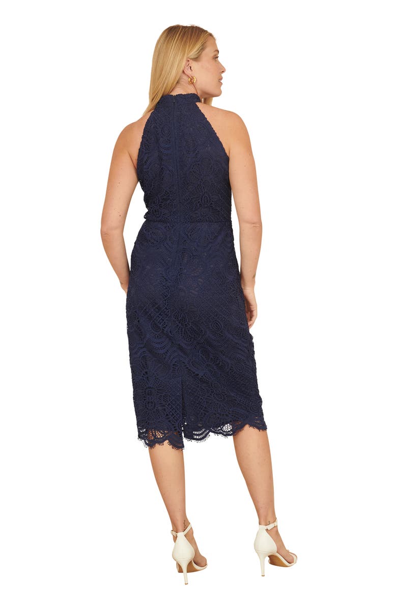 Yumi Lace Halter Neck Dress, Alternate, color, Navy