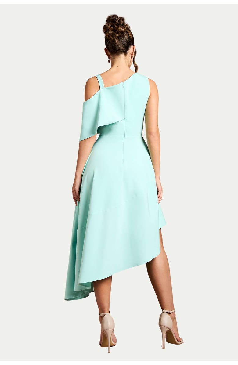 Coast Asymmetric Crepe Midi Dress, Alternate, color, Aqua