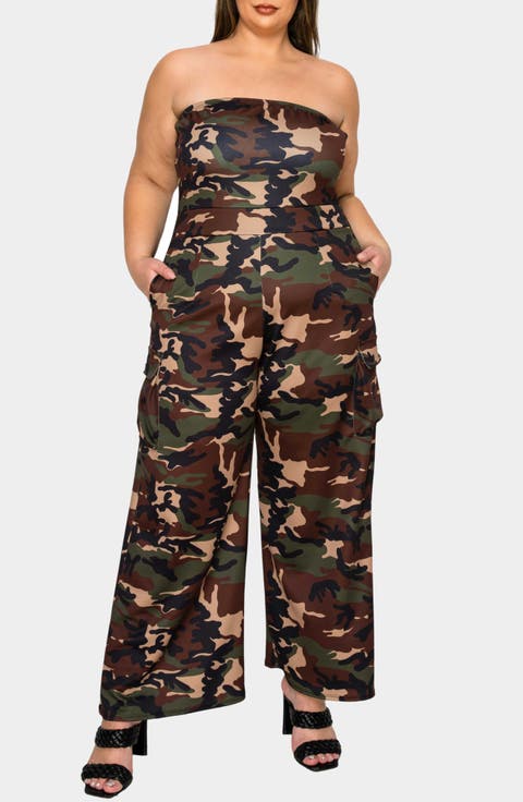 Freya Cargo Strapless Cargo Jumpsuit (Plus)