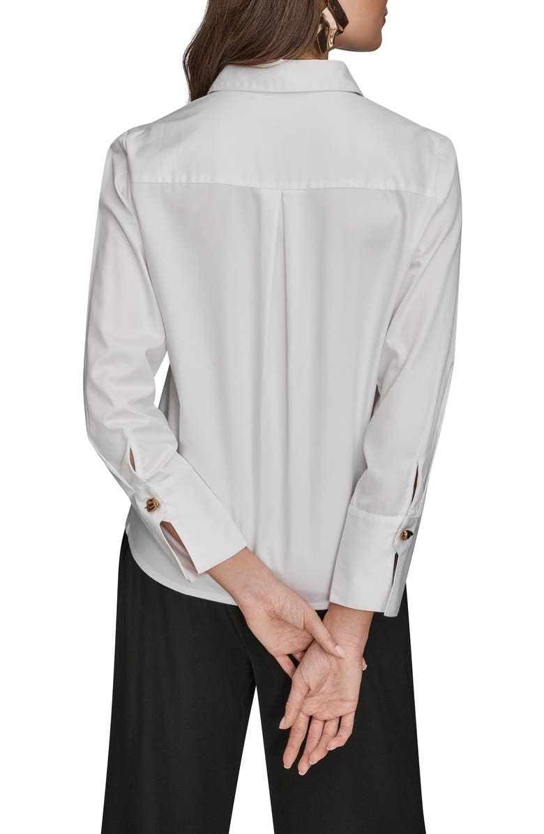 Donna Karan New York Embroidered Bead Shirt, Alternate, color, White/ White Gold