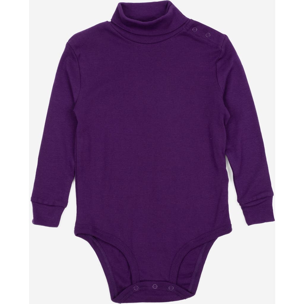 Leveret Baby Turtleneck Bodysuit, Cotton Long Sleeve In Purple