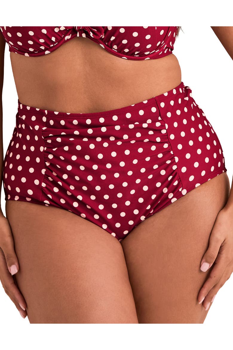 Shelbie Swimwear High-Waist Bikini Bottom, Main, color, Dot red