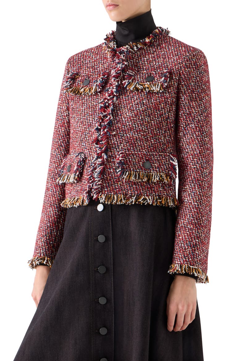 Multicolor Tweed Boxy Jacket, Alternate, color, RUSTY RED-MULTICOLOR