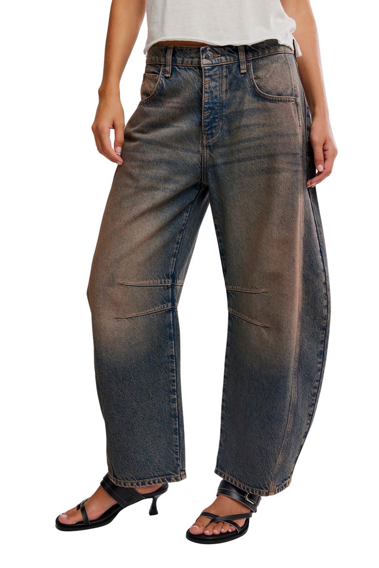 We the Free Good Luck Mid Rise Barrel Leg Jeans, Main, color, DESERT