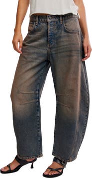 Free People We the Free Good Luck Mid Rise Barrel Leg Jeans