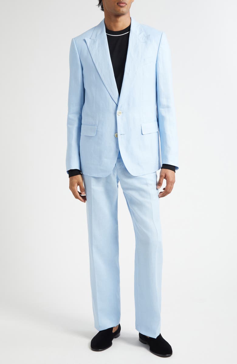 Dolce&Gabbana Pleated Linen Trosuers, Alternate, color, B1581 Azzurro