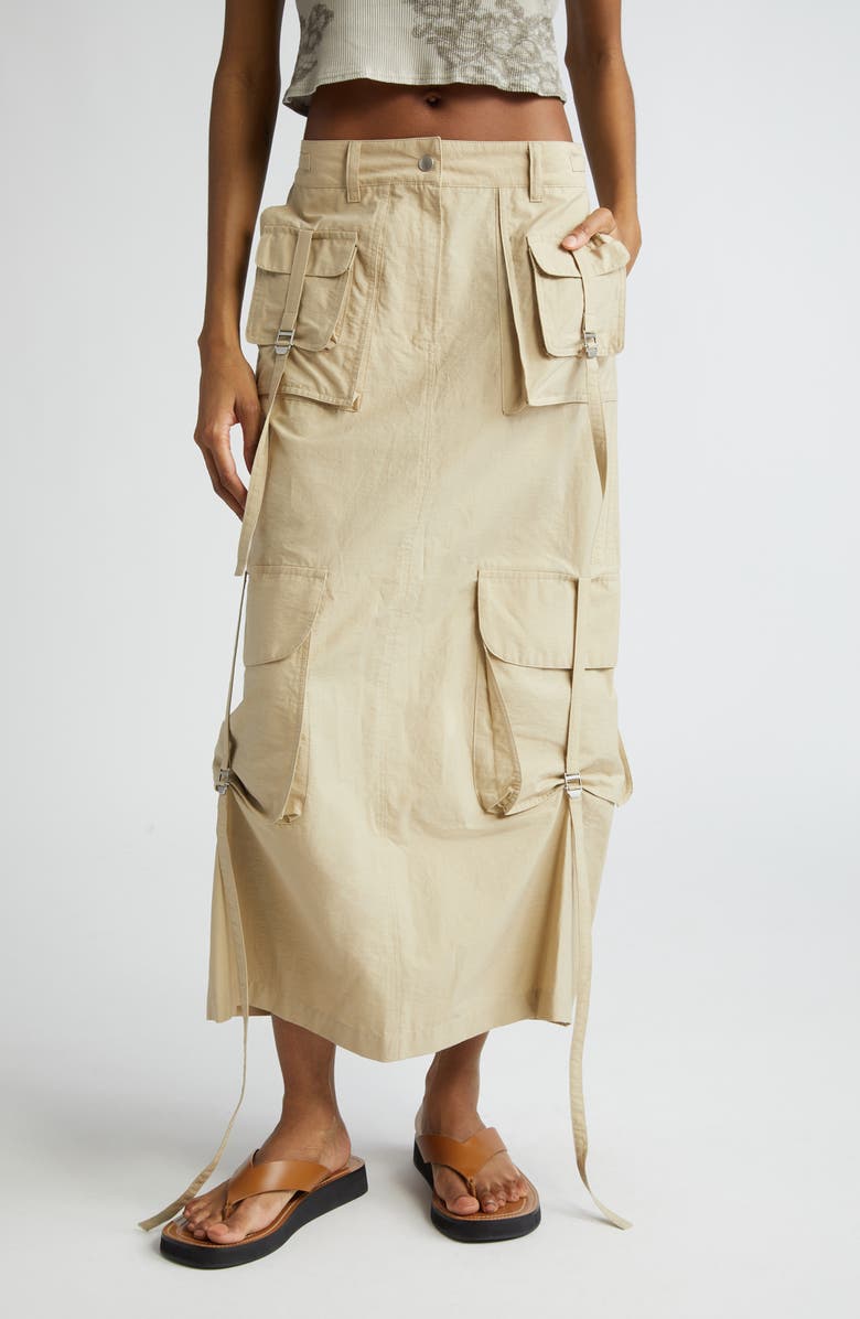 Acne Studios Ilanta Cotton Blend Cargo Skirt, Main, color, Beige