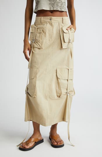 【BAON】Anku Cotton Cargo Long Skirt Technical cotton-blend cargo skirt in beige - Acne Studios