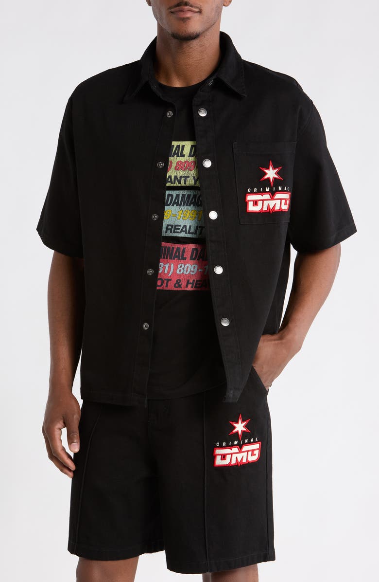 CRIMINAL DAMAGE Star Logo Shirt, Main, color, Black