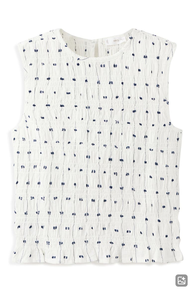 Embroidered Ruched Shell, Alternate, color, OFF WHITE