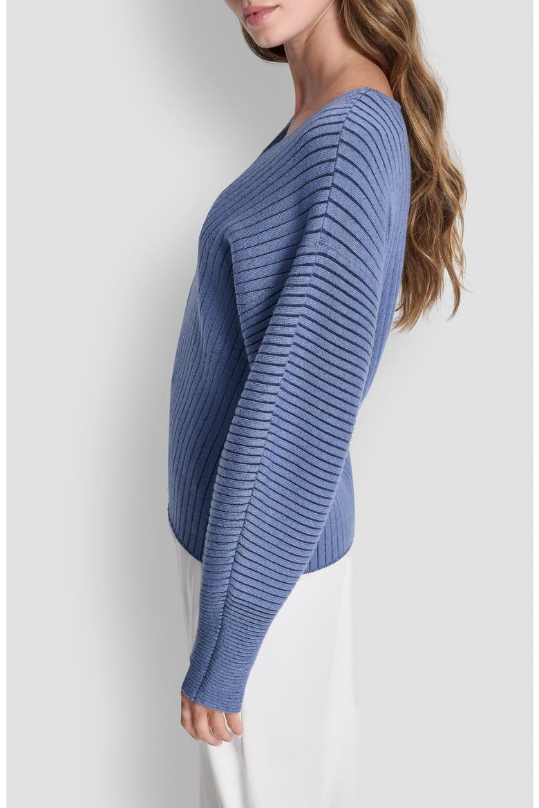 Transfer Rib V-Neck Sweater, Alternate, color, LIBERTY SKY/HUDSON BLUE