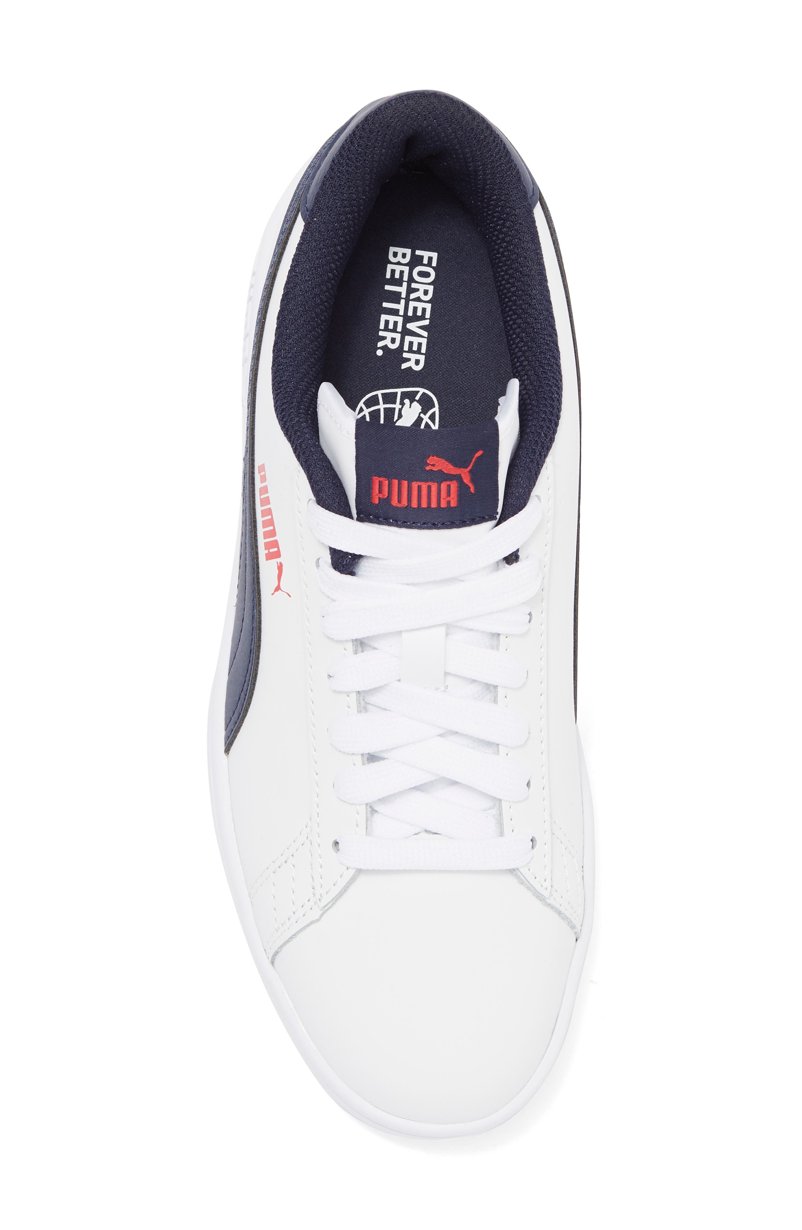 Smash V2 L JR Sneaker, Alternate, color, WHITE/ PEACOAT/ HIGH RISK RED