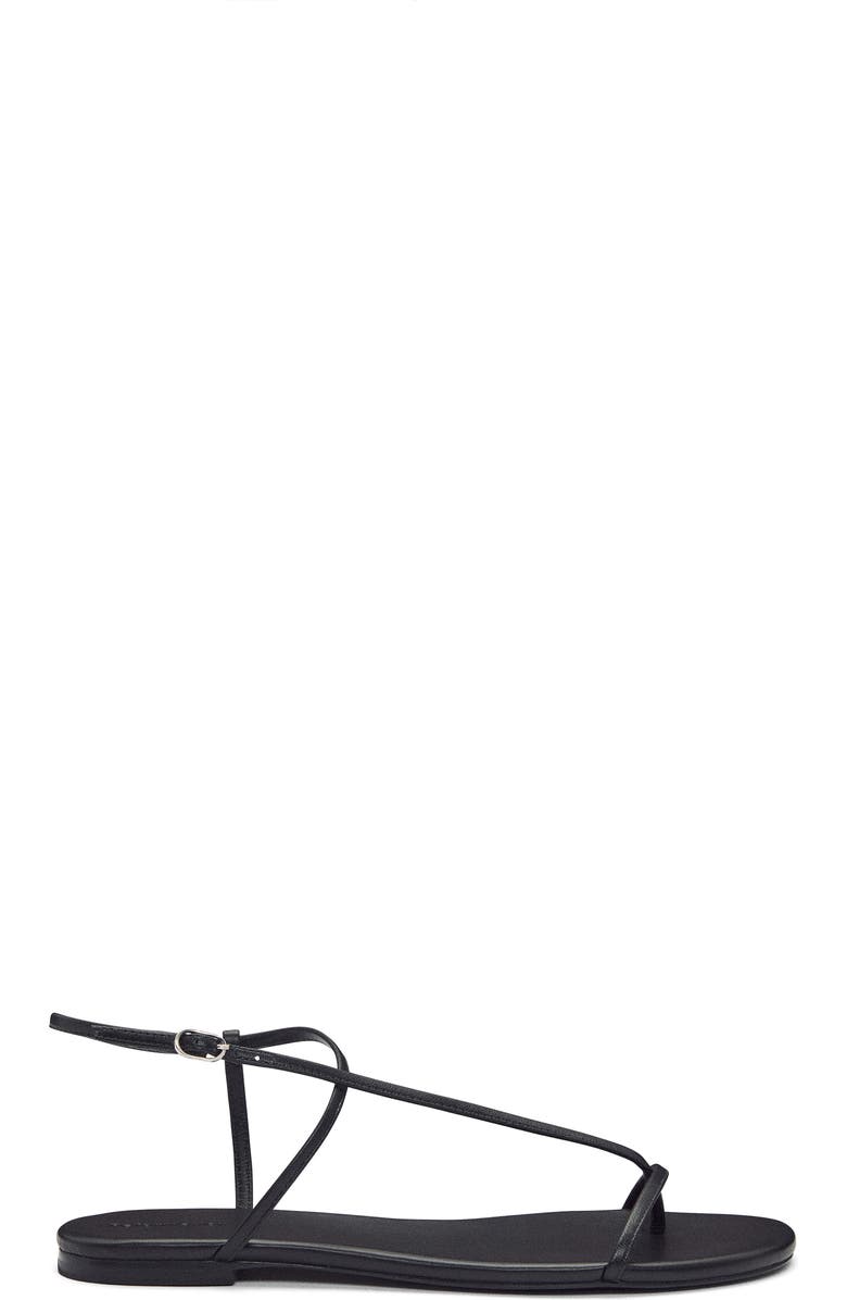 Reformation Pina Flat Sandal, Alternate, color, Black Leather