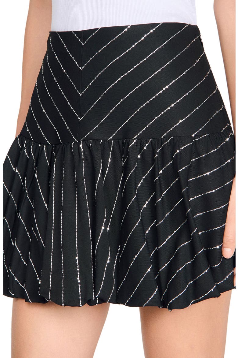 Short striped sequin skirt, Alternate, color, Black / white