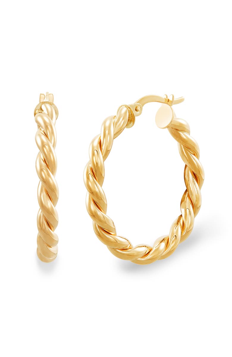 Frankie & Zoe Twist Hoop Earrings, Main, color, Yellow Gold