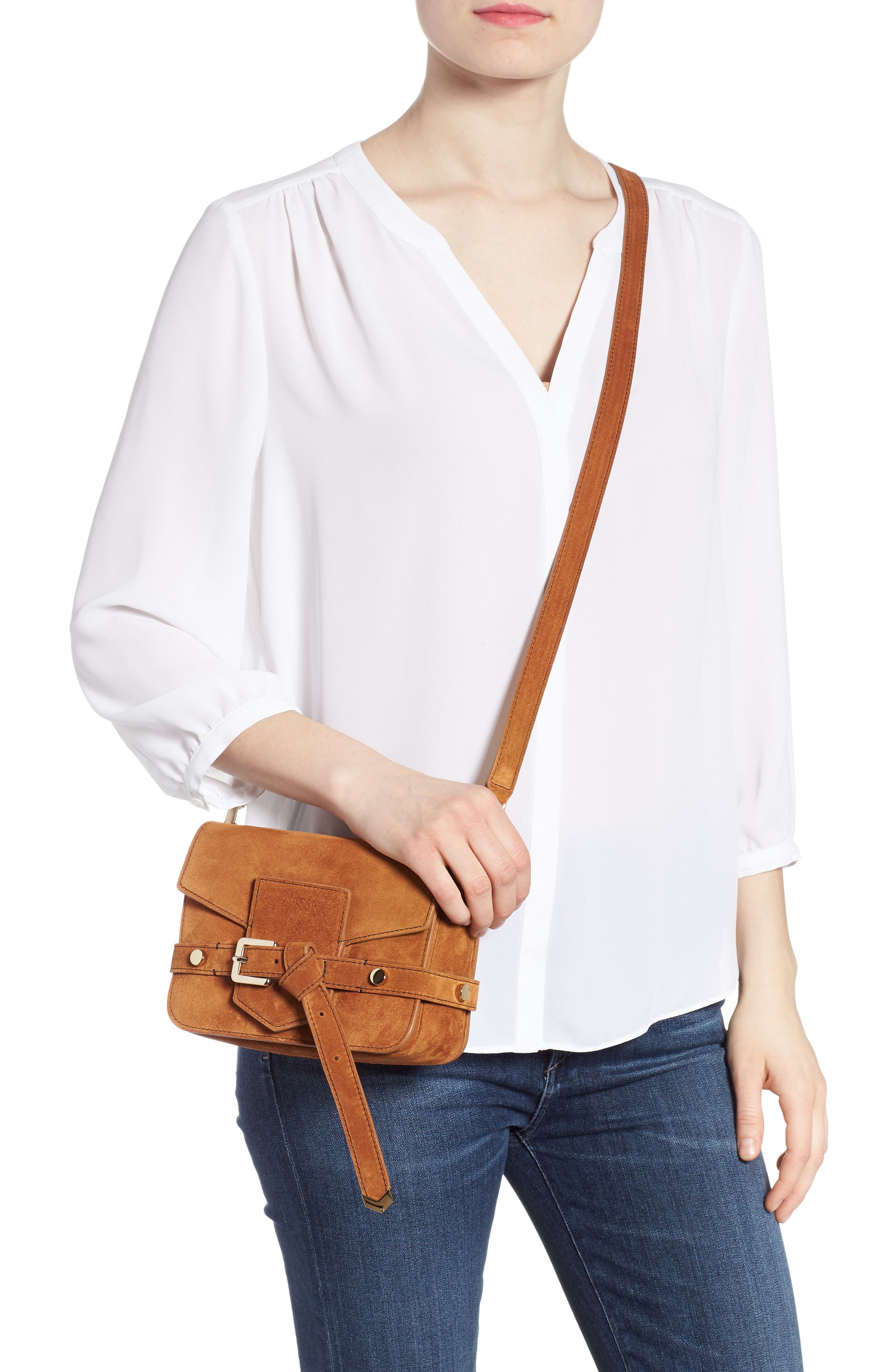 Jimmy Choo Lexi Suede Crossbody Bag, Alternate, color, 