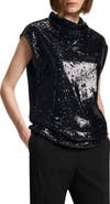 BOSS Ebib Sequin Mock Neck Top