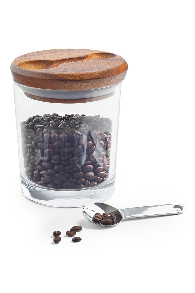 Cooper Canister with Scoop, Alternate, color, GLASS/ ACACIA