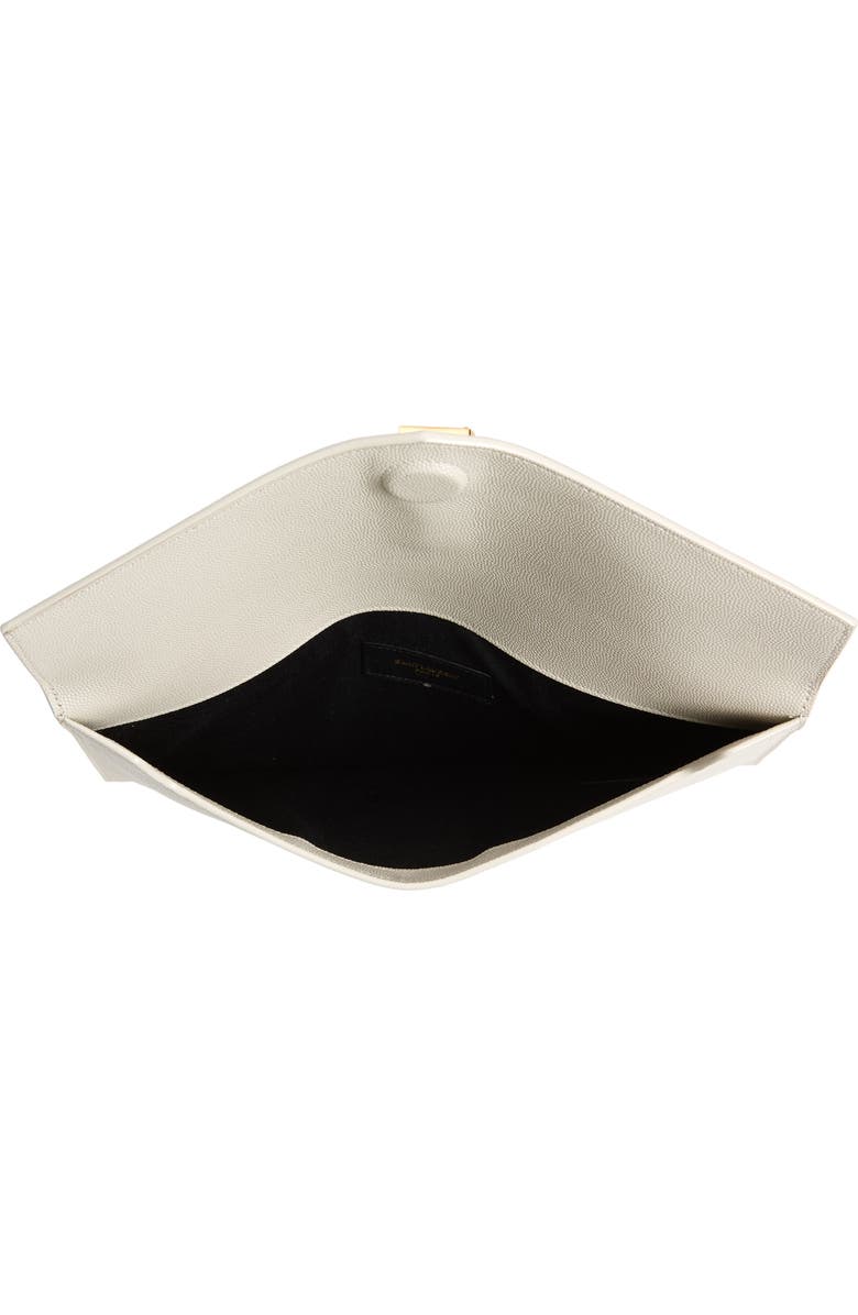 Saint Laurent Uptown Calfskin Leather Envelope Clutch, Alternate, color, 9207 Crema Soft
