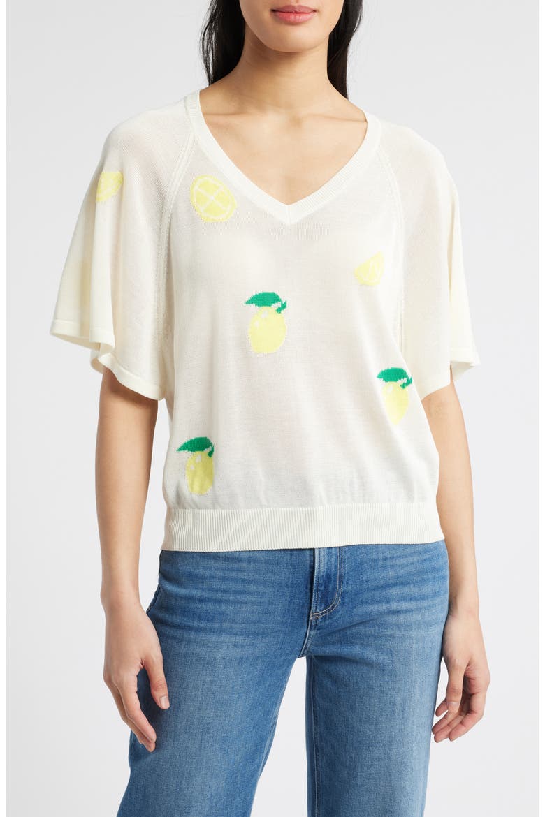 V-Neck Batwing Sweater, Main, color, VANILLA