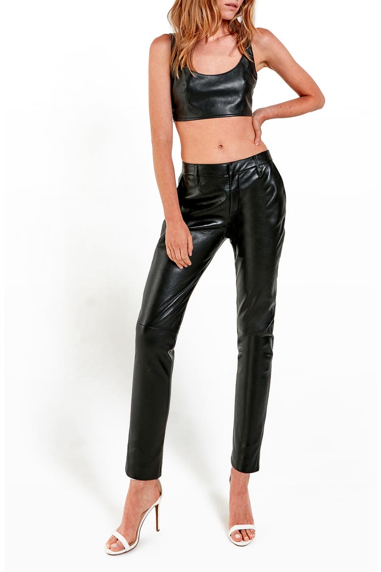 Jordan Recycled Leather Trousers, Alternate, color, BLACK