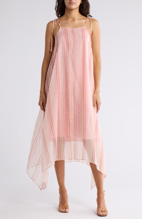 Roisin Tie Strap Silk & Cotton Trapeze Dress