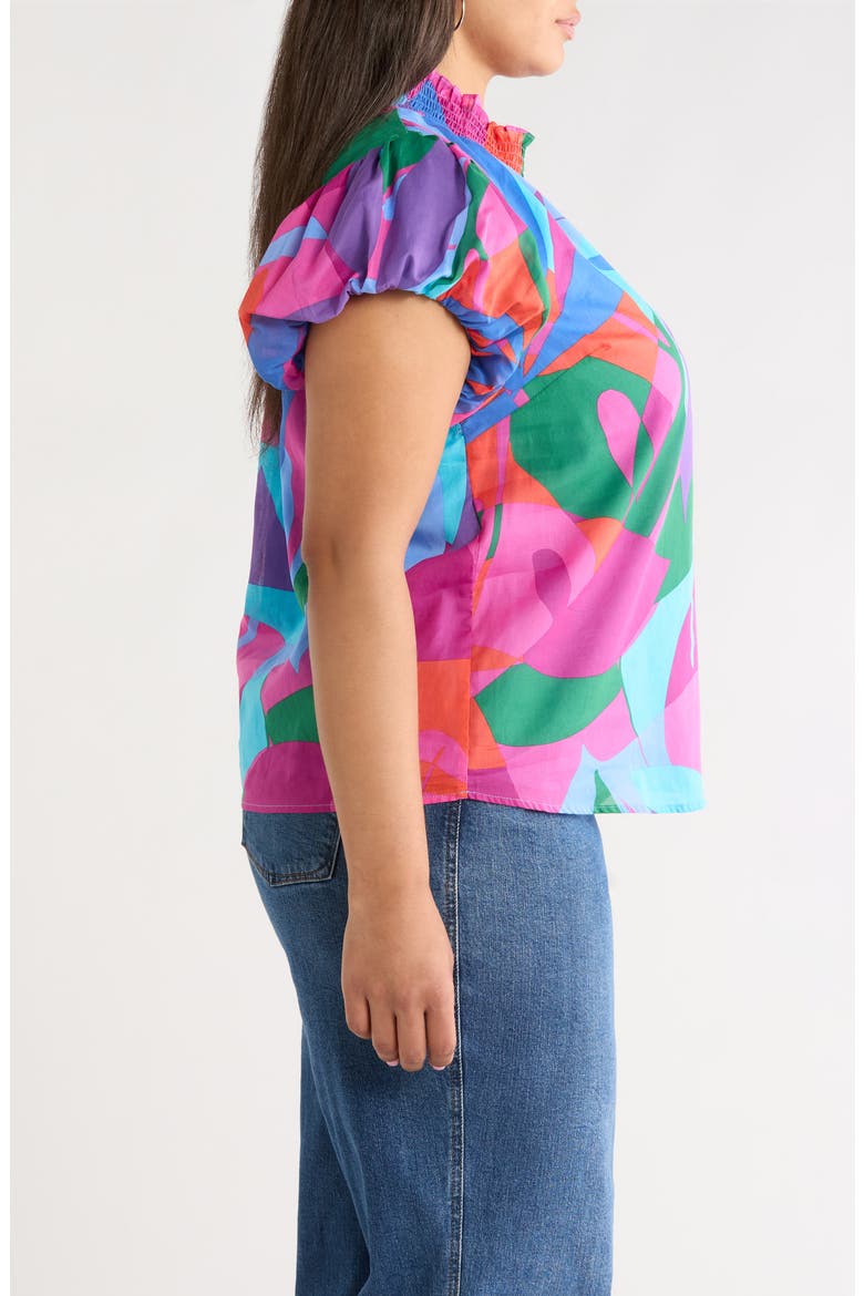 Vemmy Abstract Smocked Trim Top, Alternate, color, MAGENTA-BLUE-GREEN