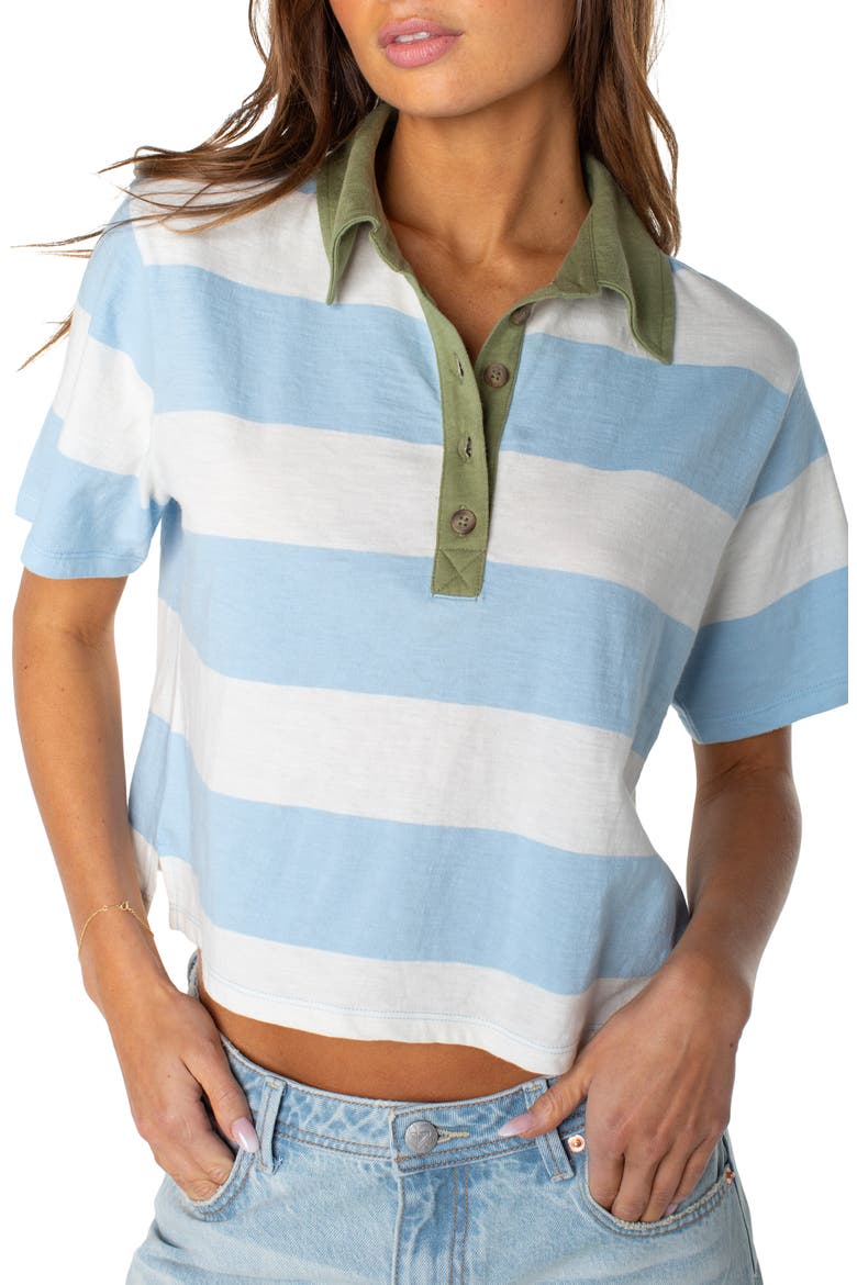 Brookview Striped Polo, Main, color, CERULEAN