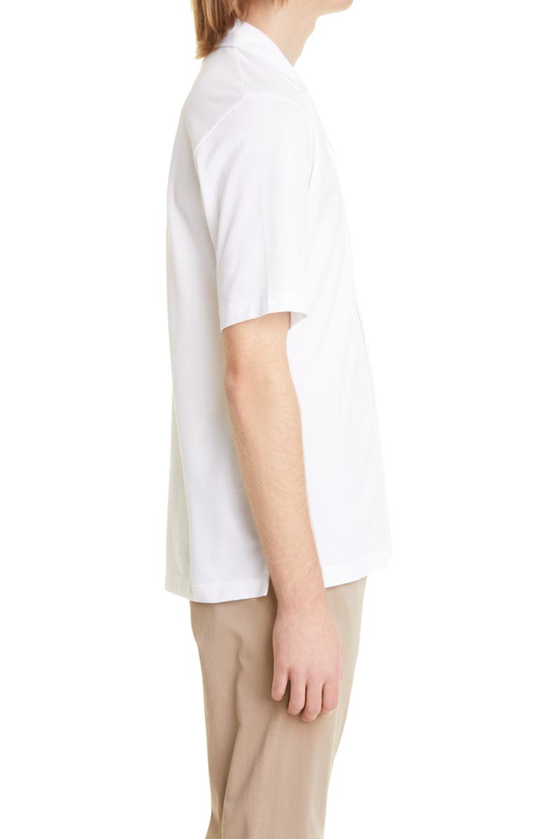 Sunspel Short Sleeve Cotton Piqué Button-Up Camp Shirt, Alternate, color, White