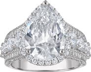 FZN Sterling Silver Pear Cut Cubic Zirconia Ring