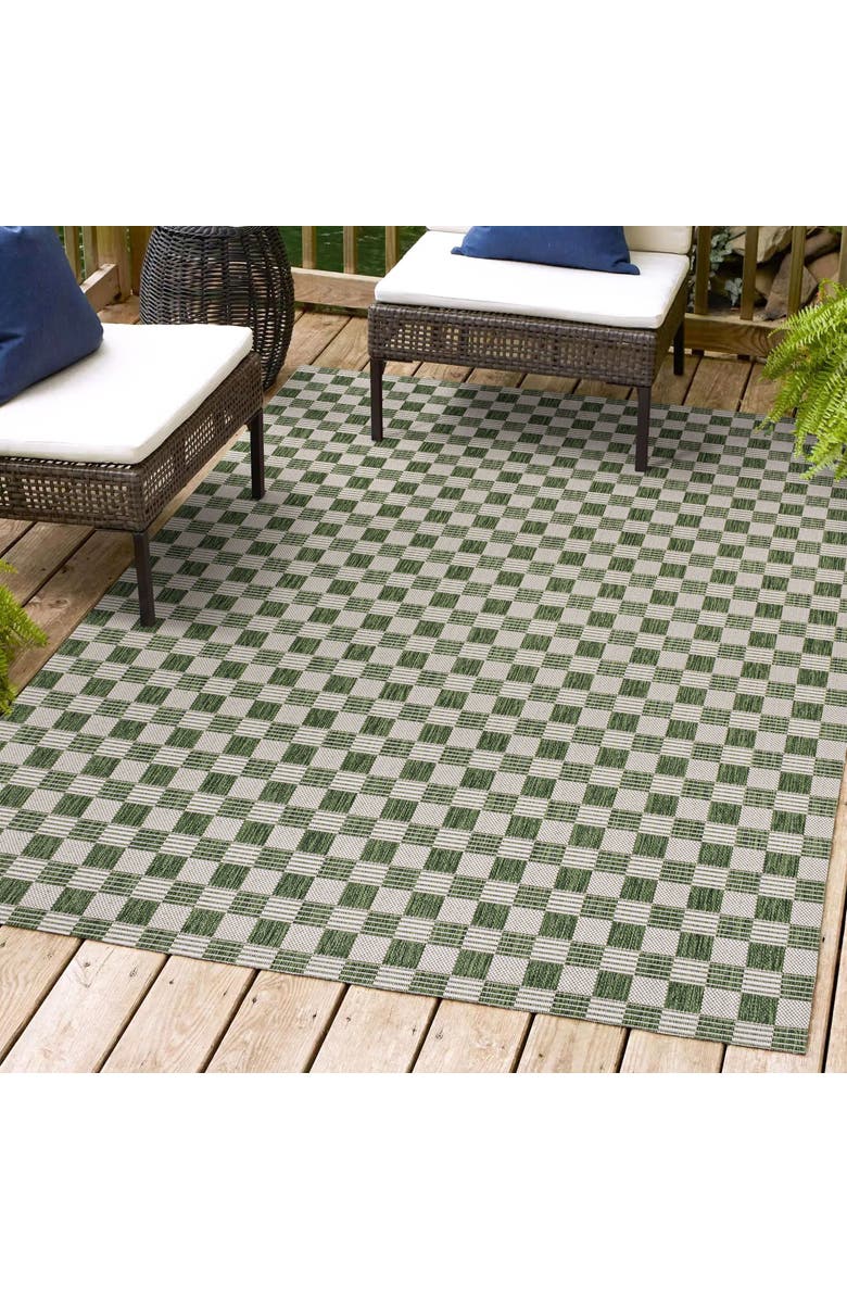 JONATHAN Y Aimee Traditional Cottage Checkerboard Indoor/Outdoor Area Rug, Alternate, color, Green/Cream