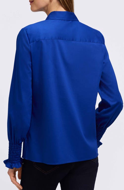 Foxcroft Avril Matte Sateen Button-up Shirt In Blue
