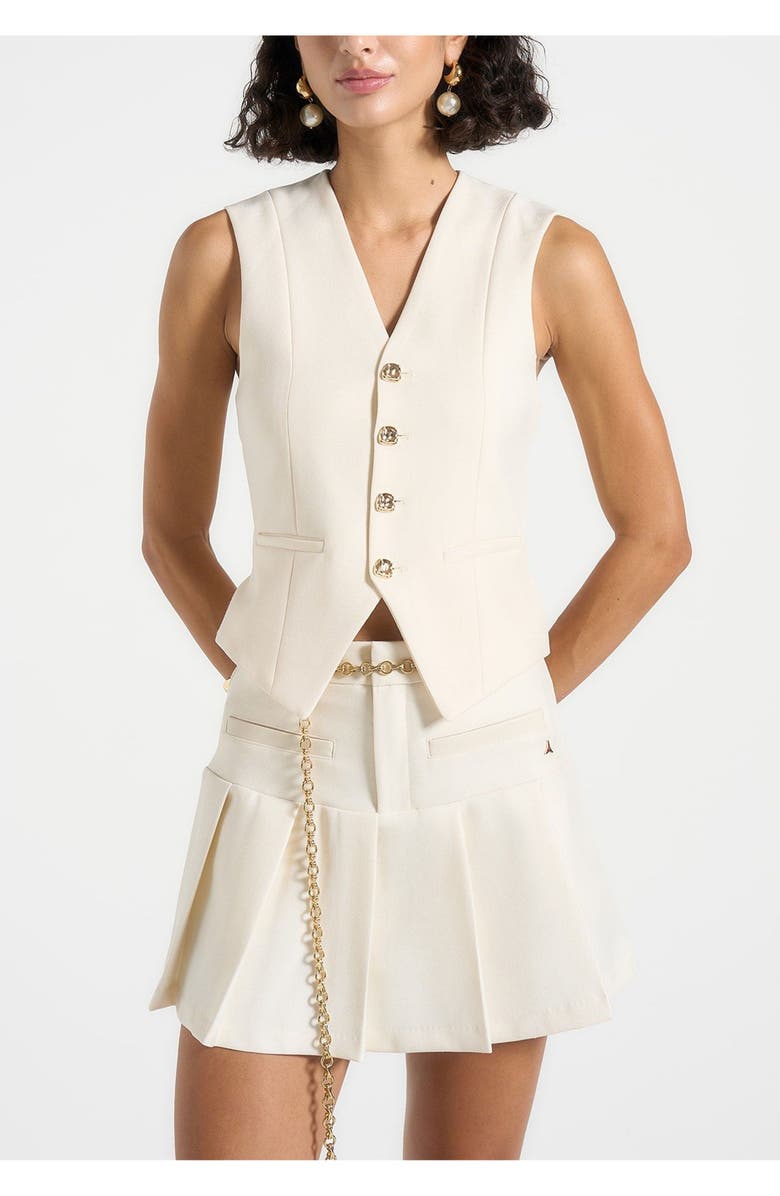 Manière De Voir Christine Tailored Cinch Waistcoat, Alternate, color, Off White