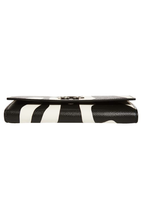 Ferragamo Double Gancio Stripe Leather Wallet On A Chain In Black
