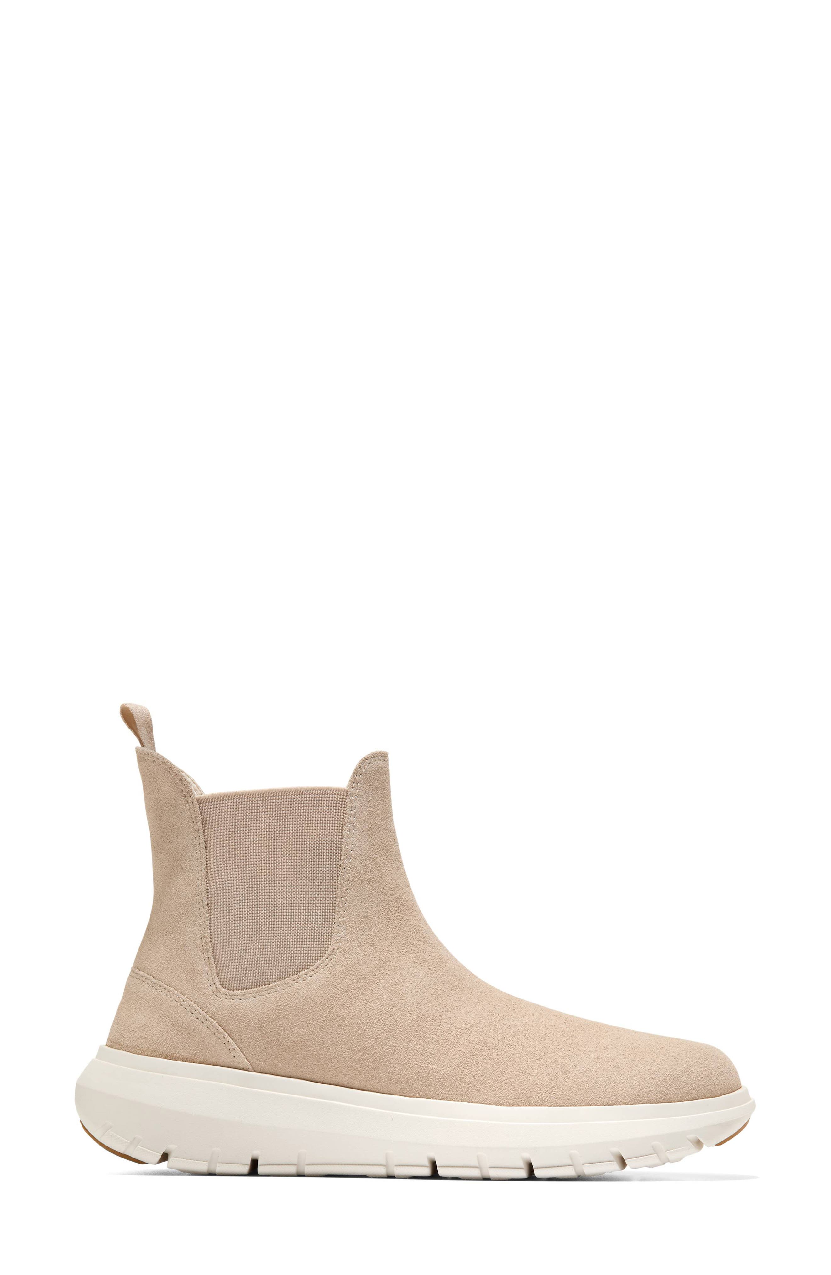 Cole Haan Grand Raelyn Waterproof Chelsea Boot, Alternate, color, Sesame Suede/ Ivory Waterproof