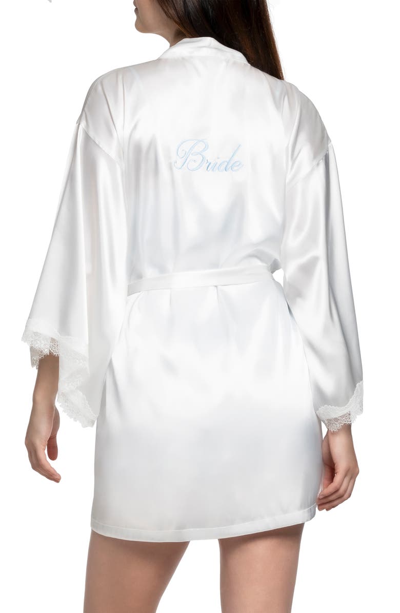 In Bloom by Jonquil Bride Satin Robe, Alternate, color, Ivory
