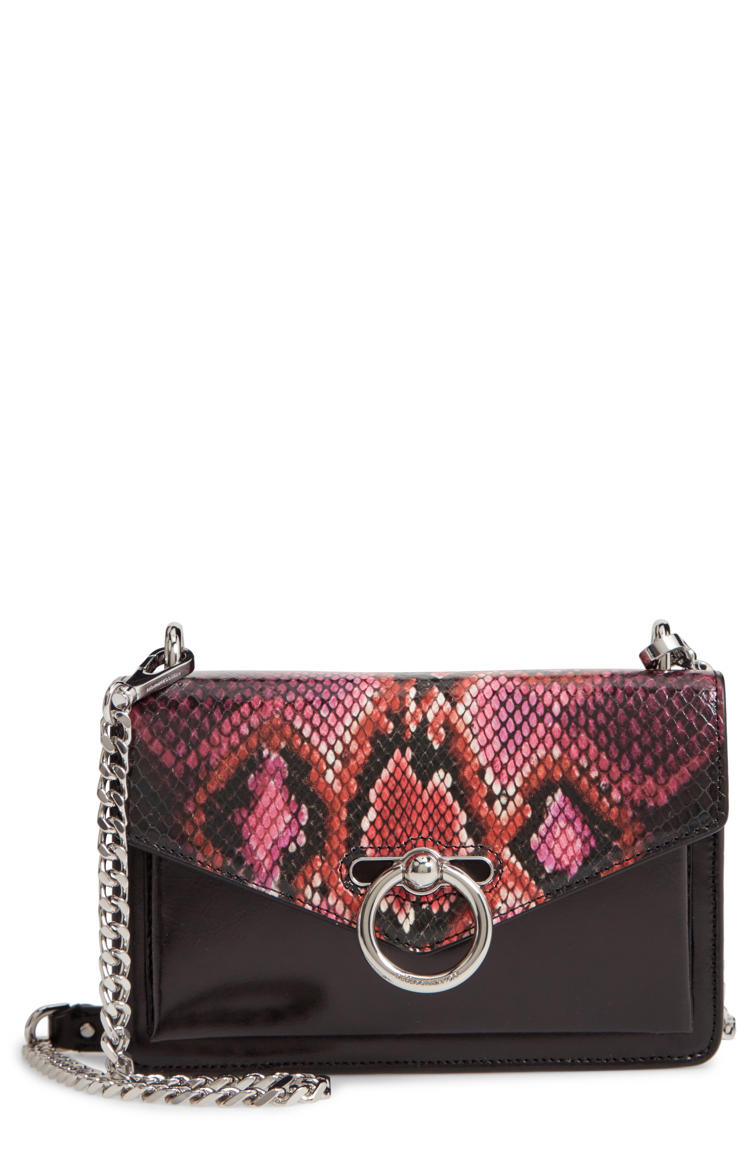 Jean Snake Embossed Leather Crossbody Bag, Main, color, PINK MULTI