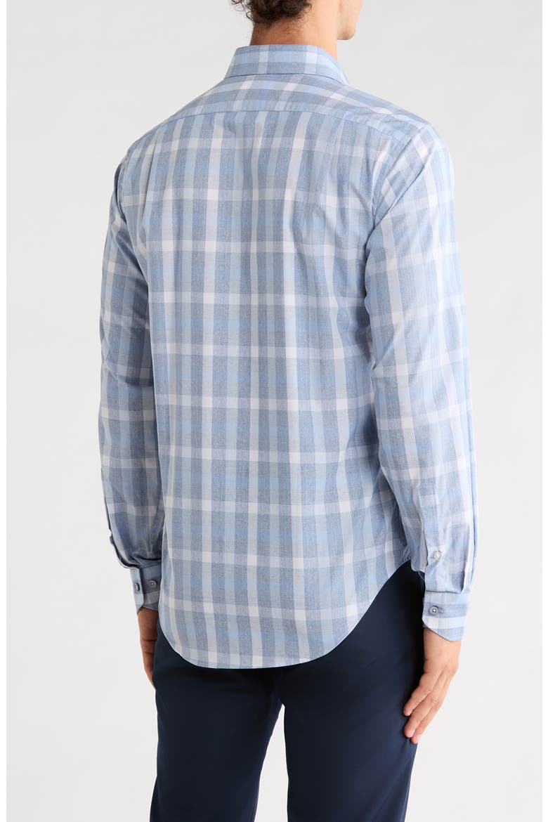 Heathered Block Check Trim Fit Shirt, Alternate, color, DUSTY BLUE