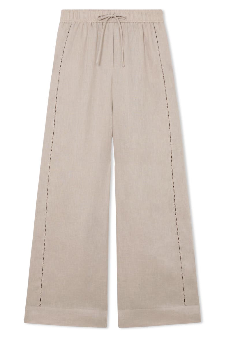 Riley Ladder Stitch Wide Leg Linen Pants, Alternate, color, NEUTRAL