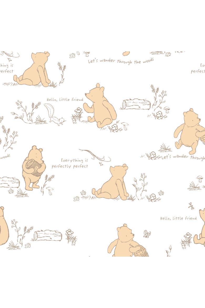Disney Baby Storytime Pooh 100% Cotton Fitted Crib Sheet, Alternate, color, Cream