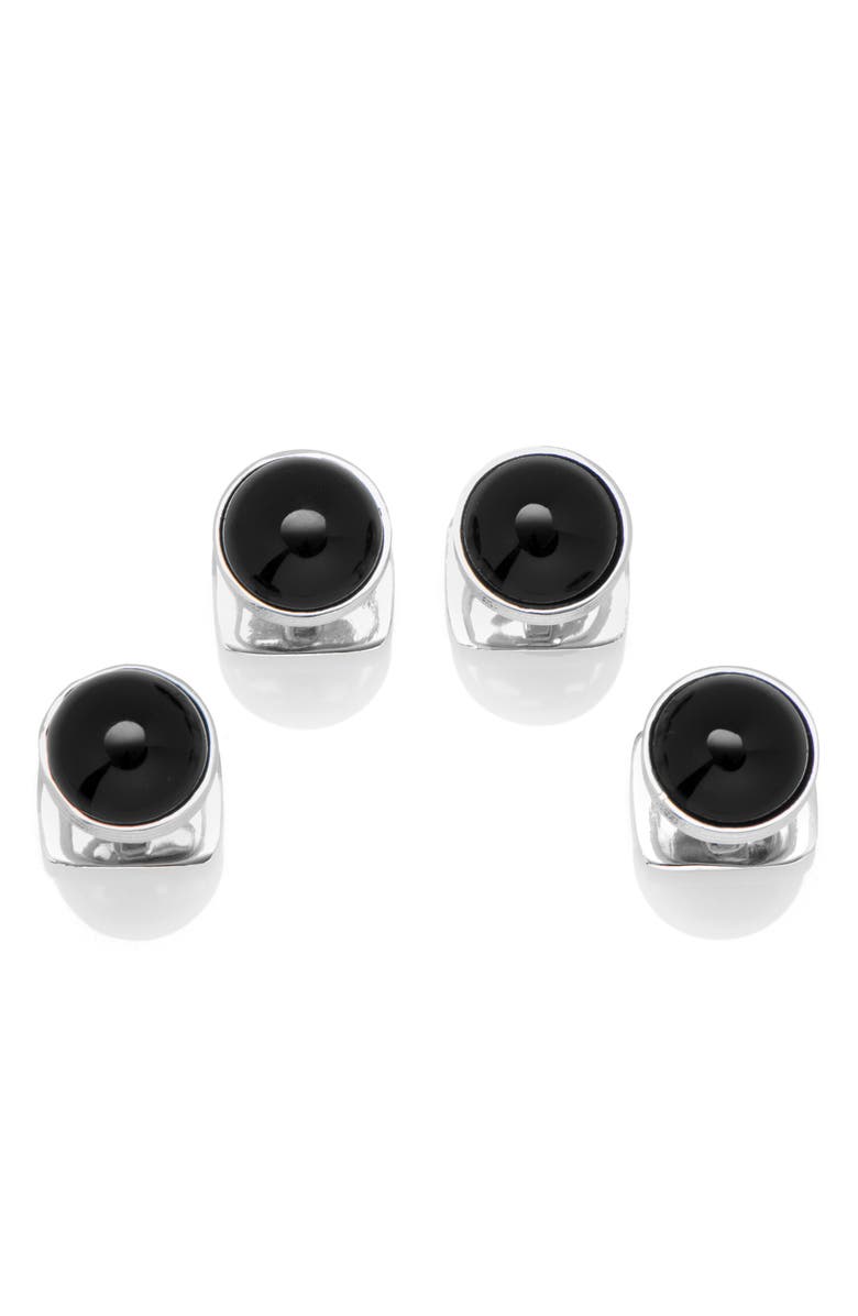 Cufflinks, Inc. Sterling Silver & Onyx Shirt Studs, Main, color, Black