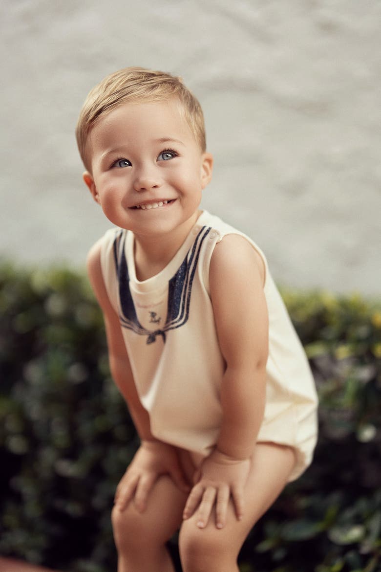 Sailor Collar Bubble Romper, Alternate, color, Cream/Navy