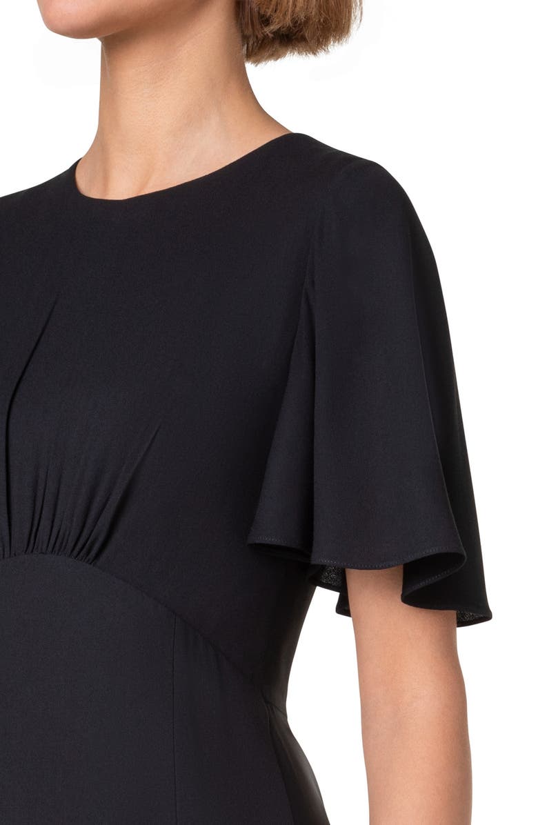 Akris punto Flutter Sleeve Moss Crepe Midi Dress, Alternate, color, Black