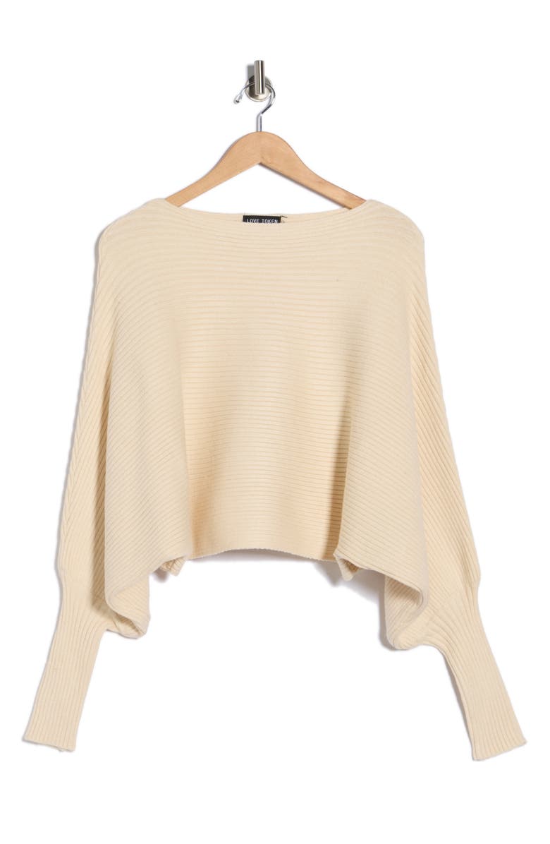 Love Token Franklin Batwing Crop Sweater, Alternate, color, Ivory