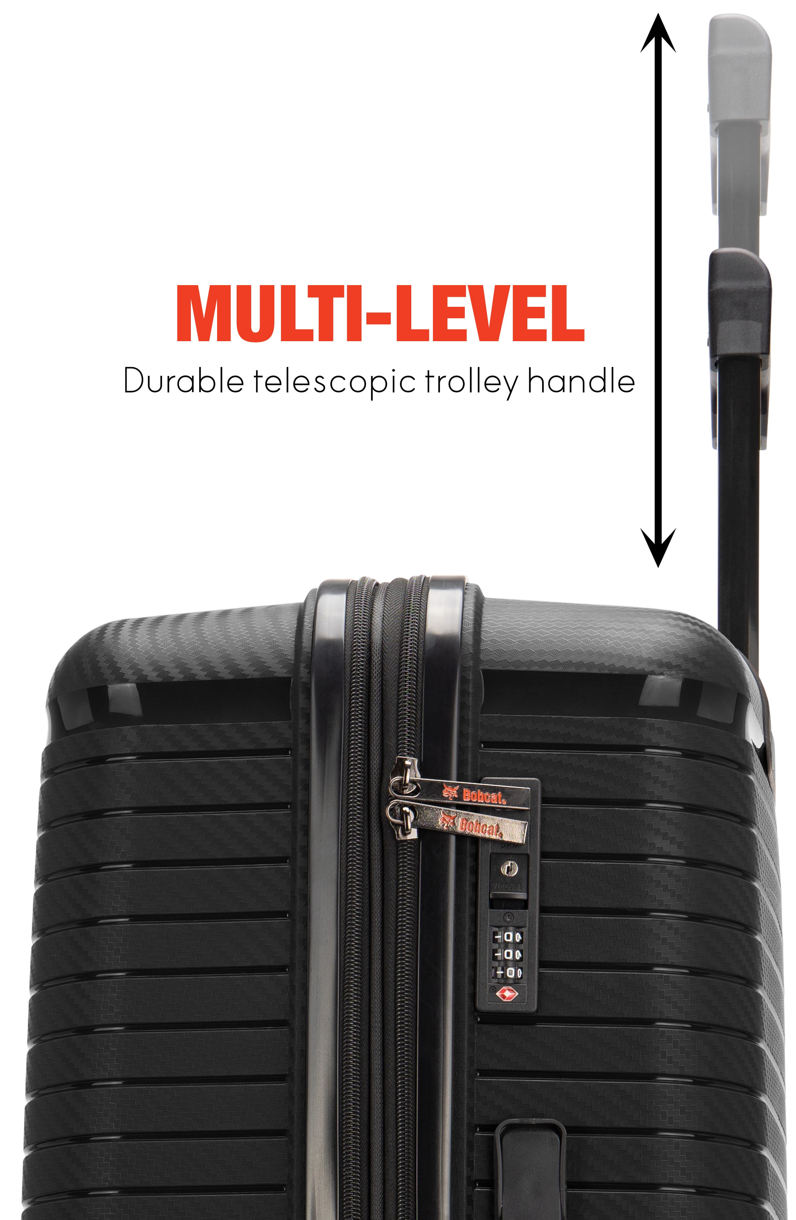 Bobcat Trencher 3 Piece Expandable Spinner Luggage Set with TSA Lock, Alternate, color, Black