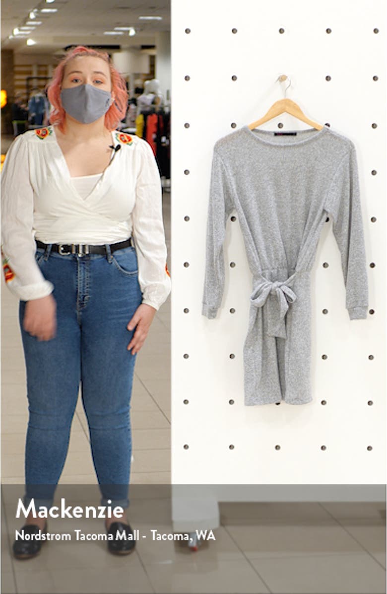 Tie Front Long Sleeve Sweater Dress, sales video thumbnail